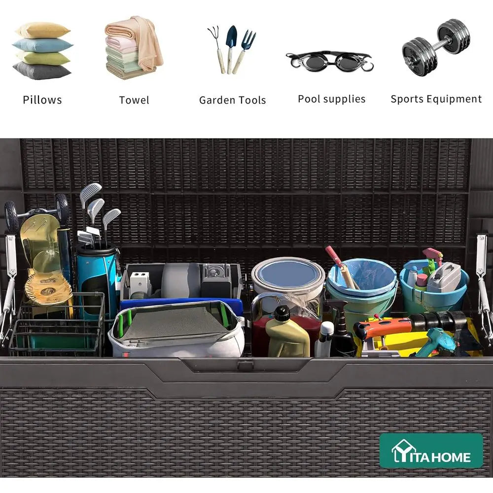 Weatherproof Deck Storage Box With Lock For Outdoor Use