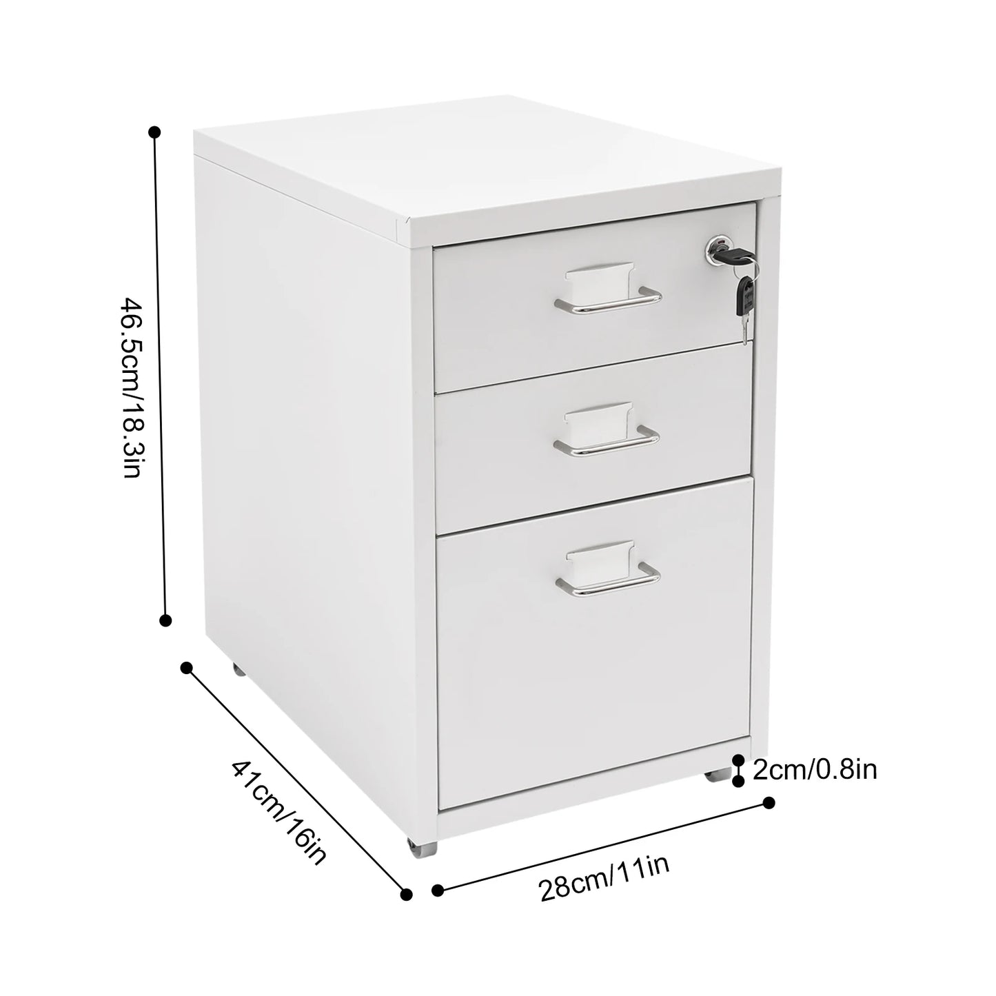 Bymaocar 3 Tier Vertical Metal File Cabinet With Lock Mobile