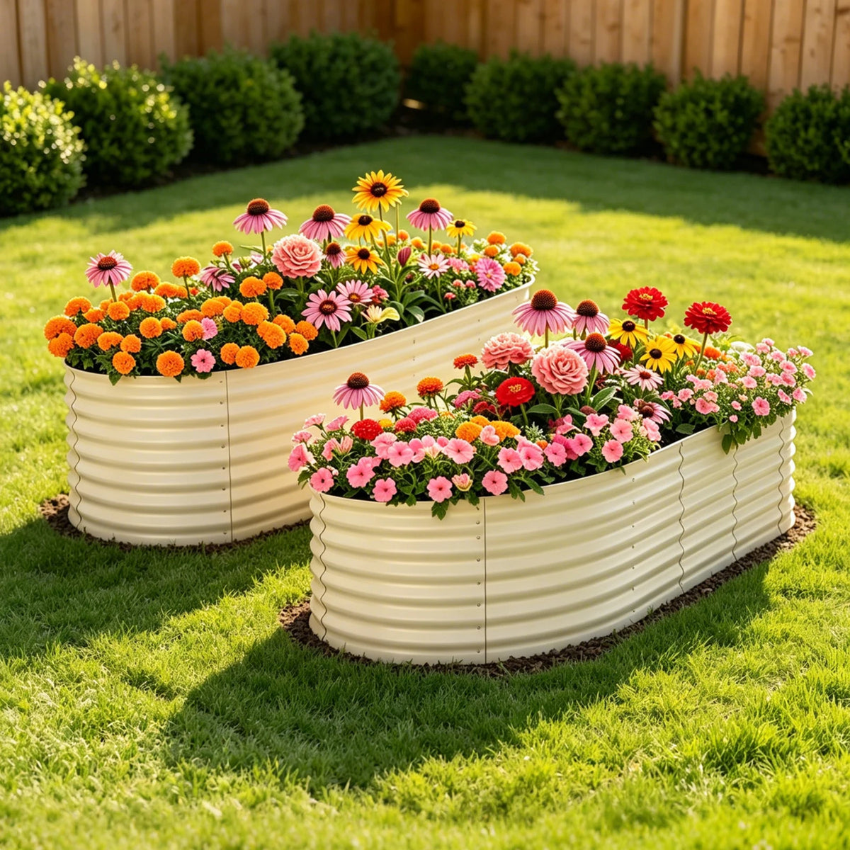 HiMISS Rustproof Galvanized Steel Raised Garden Planter Box Set