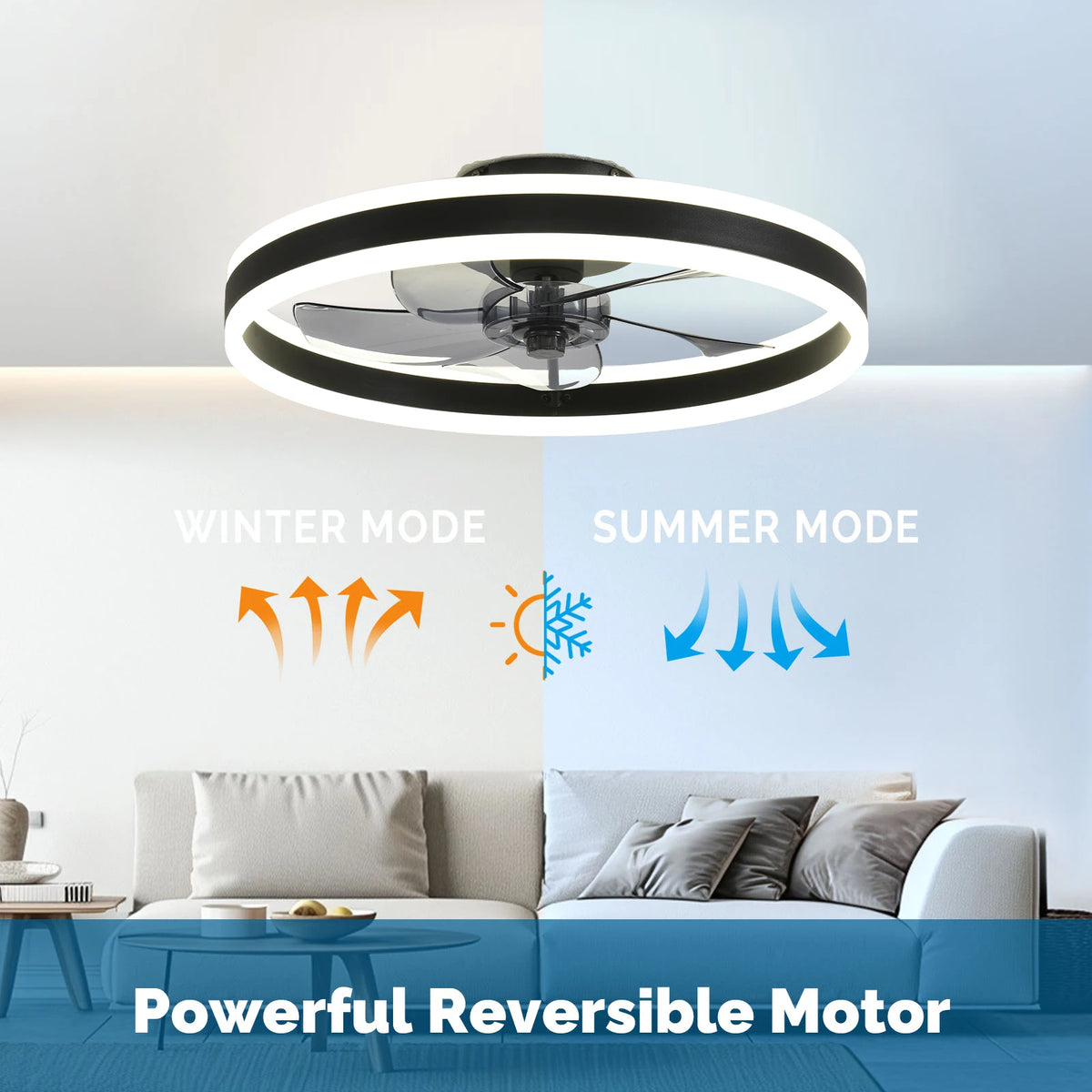 Orison Modern Low Profile Ceiling Fan With Remote Control