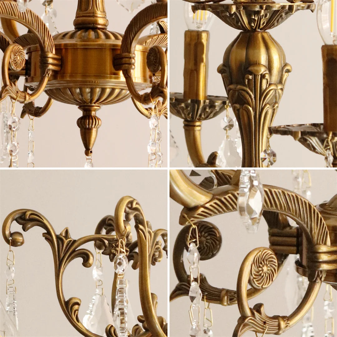 Vrygle Antique Bronze LED Candle Pendant Light Fixture Six Bulbs