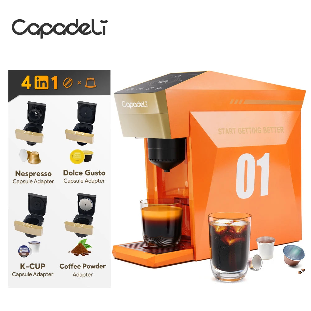 Capadeli 4 In 1 Espresso Machine Compatible With Pods And Ground