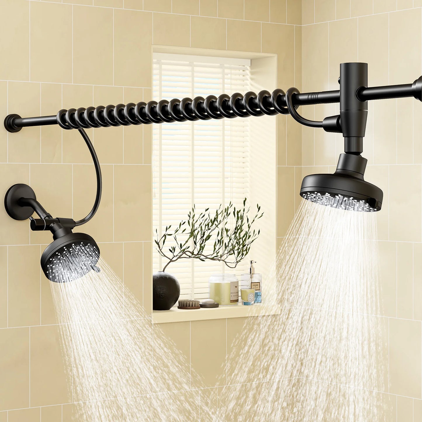 Tandem Dual Shower Head For Couples With High Pressure