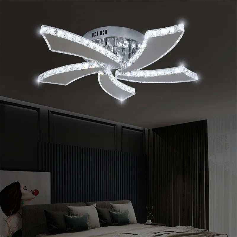 VETRULUS Modern Crystal LED Ceiling Fan With Remote Control