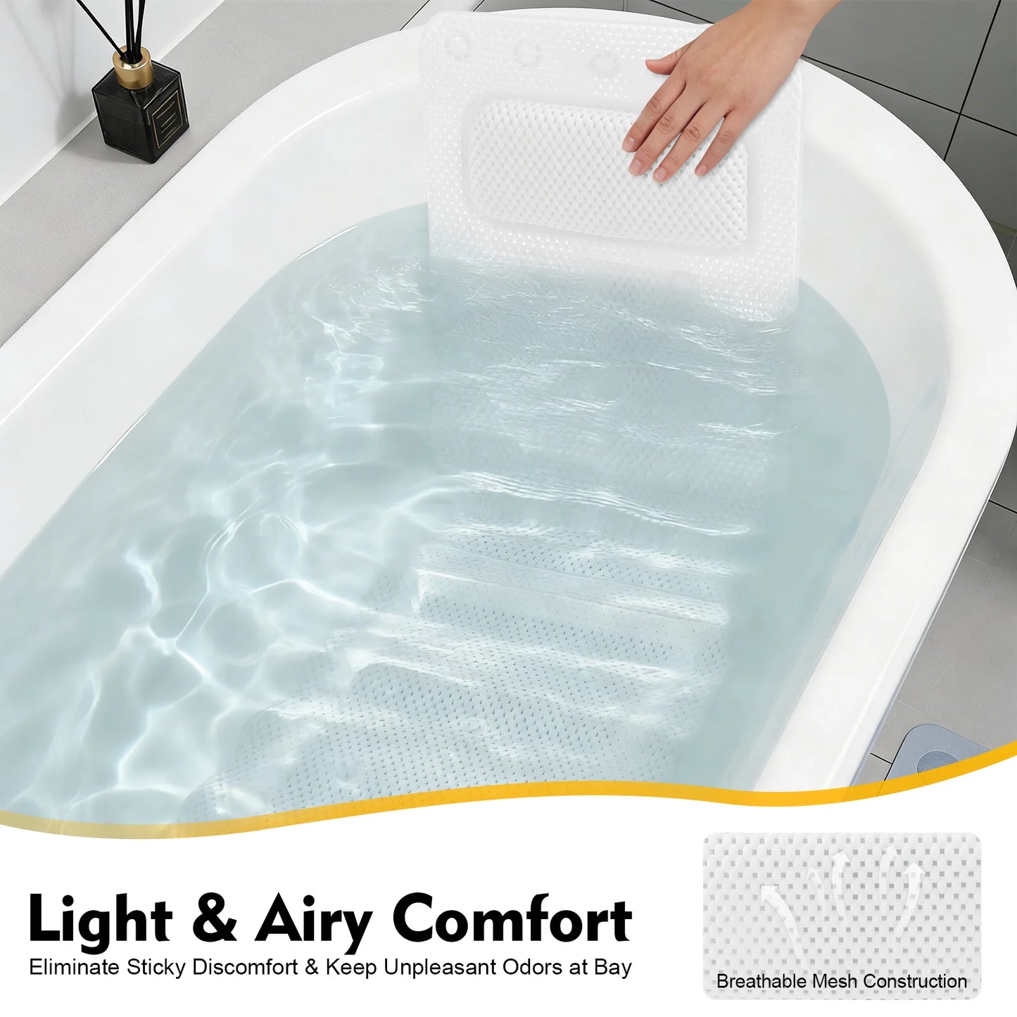 Bathtub Mat With Pillow PVC Bath Cushion, Lightweight And Breathable