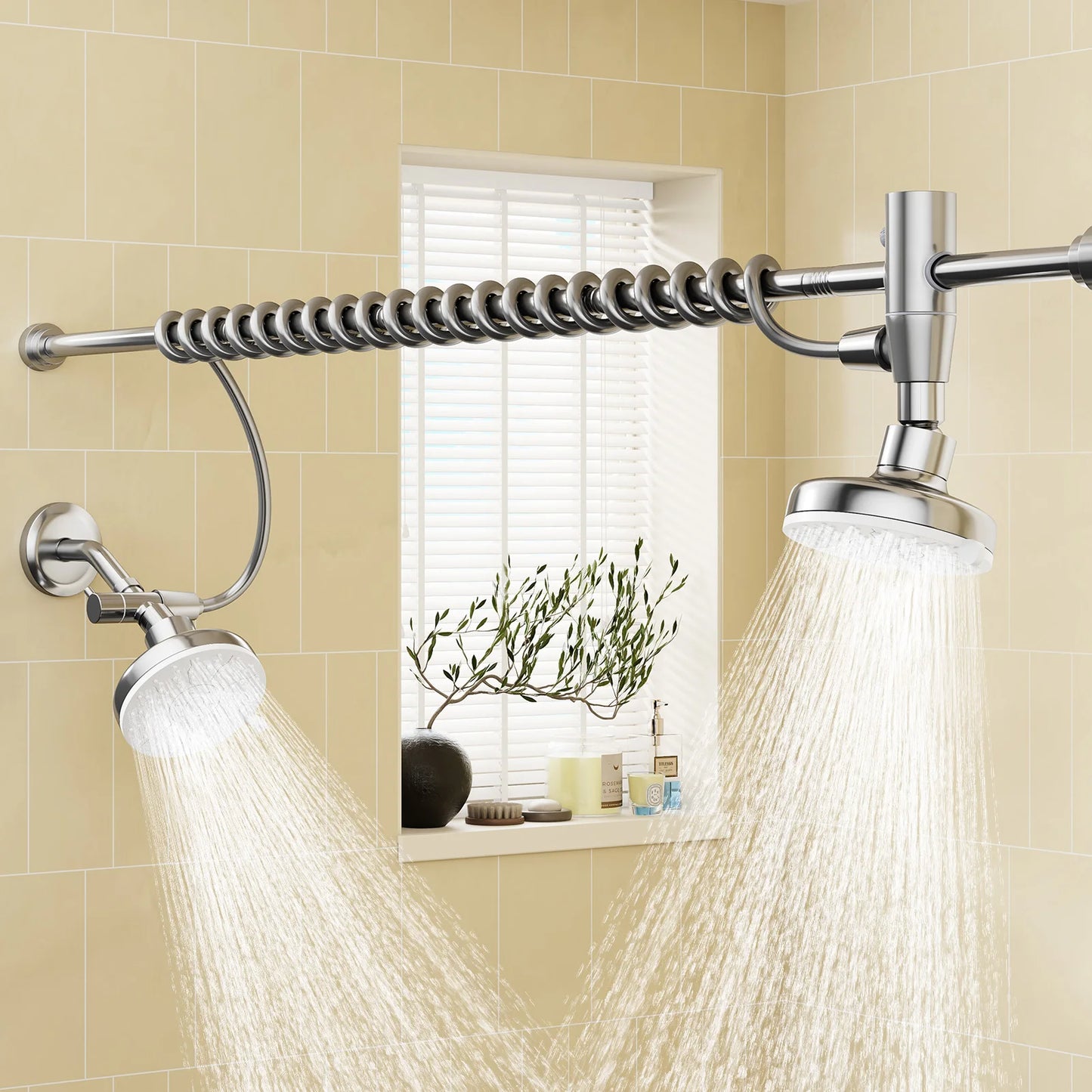 Tandem Dual Shower Head For Couples With High Pressure