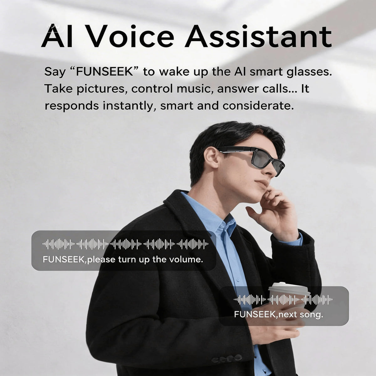 W&O AI Camera Glasses With Real Time Translation And Audio