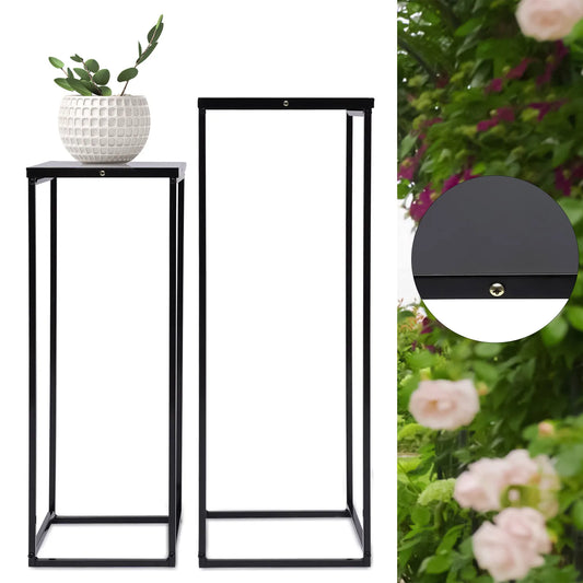 Metal Plant Stand Square Flower Holder Two-Pack Durable Garden Rack