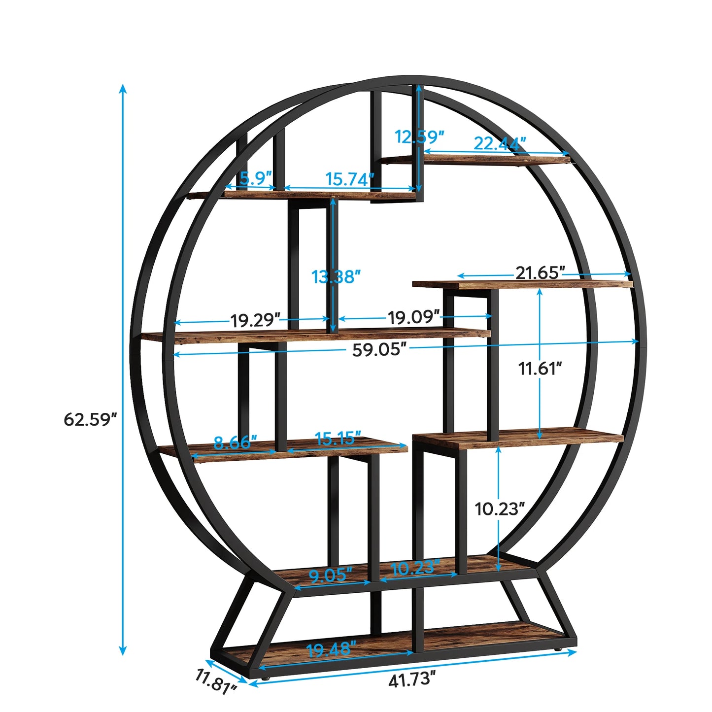 Tribesigns Round Industrial Wood Etagere Bookshelf Five Tier