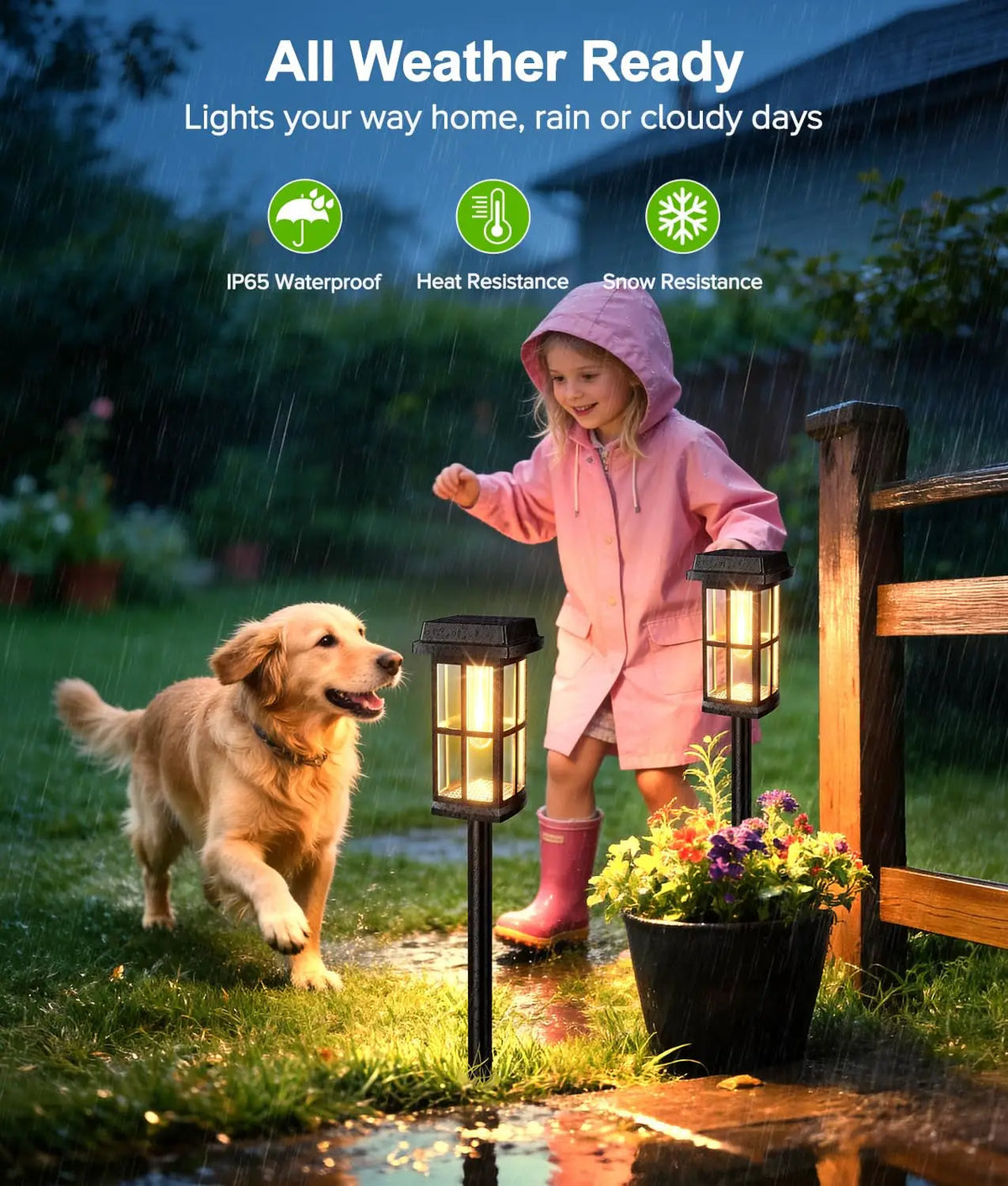 Solar LED Outdoor Pathway Lights Waterproof Landscape Garden Lamps