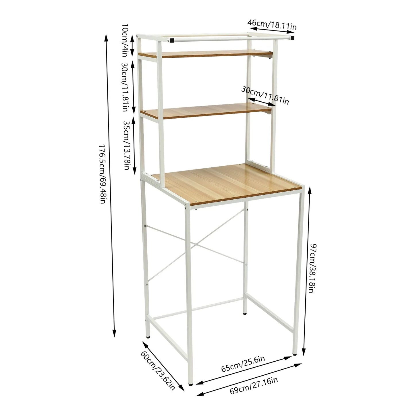 Three Tier Washer Dryer Storage Shelf With Rod Bathroom Organizer