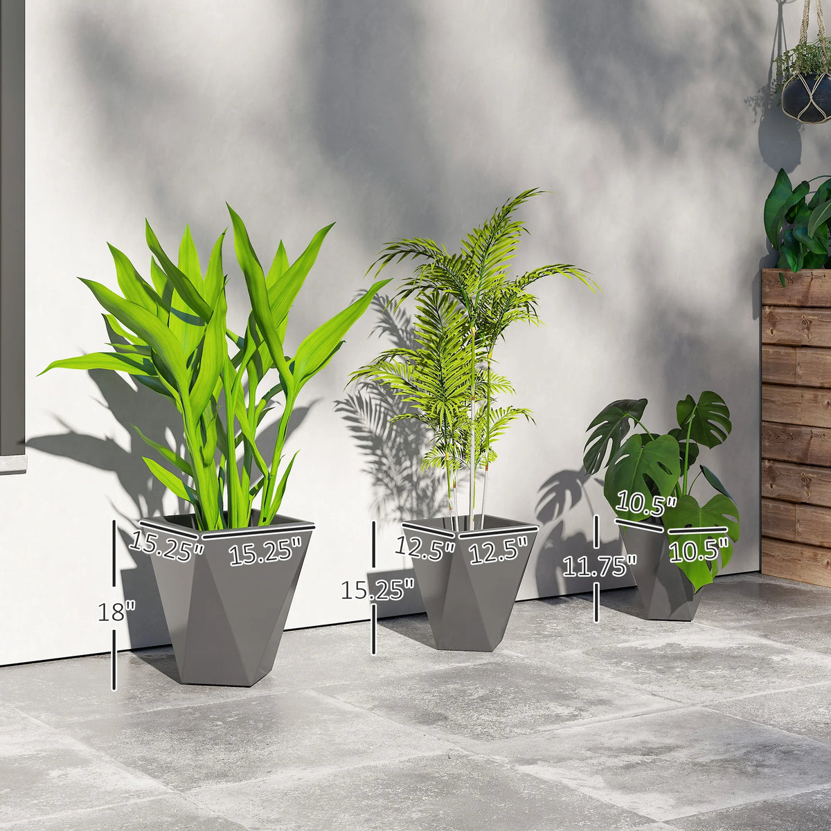 Stackable Outdoor Planters With Drainage Holes For Home Garden Decor