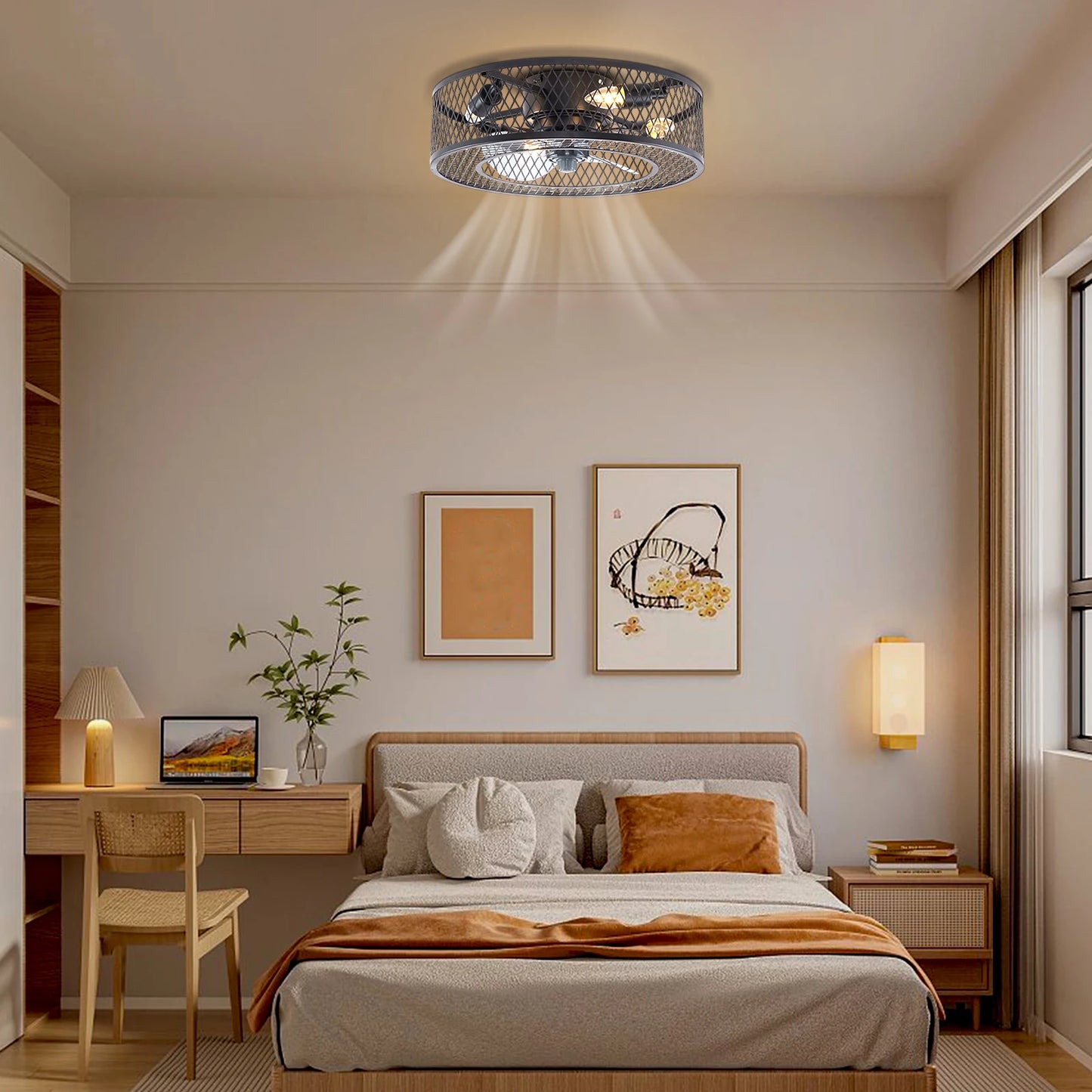 Low Profile Ceiling Fan With LED Light Kit And Remote