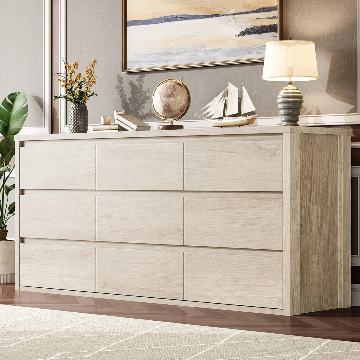 Acekool Modern Wood Nine Drawer Bedroom Storage Dresser