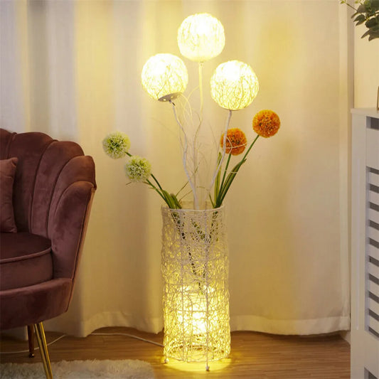 Luvodi Modern Rattan Floor Lamp For Living Room Decor