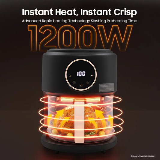 1200W 360 Degree View Air Fryer With Four Liter Stainless Steel Grill