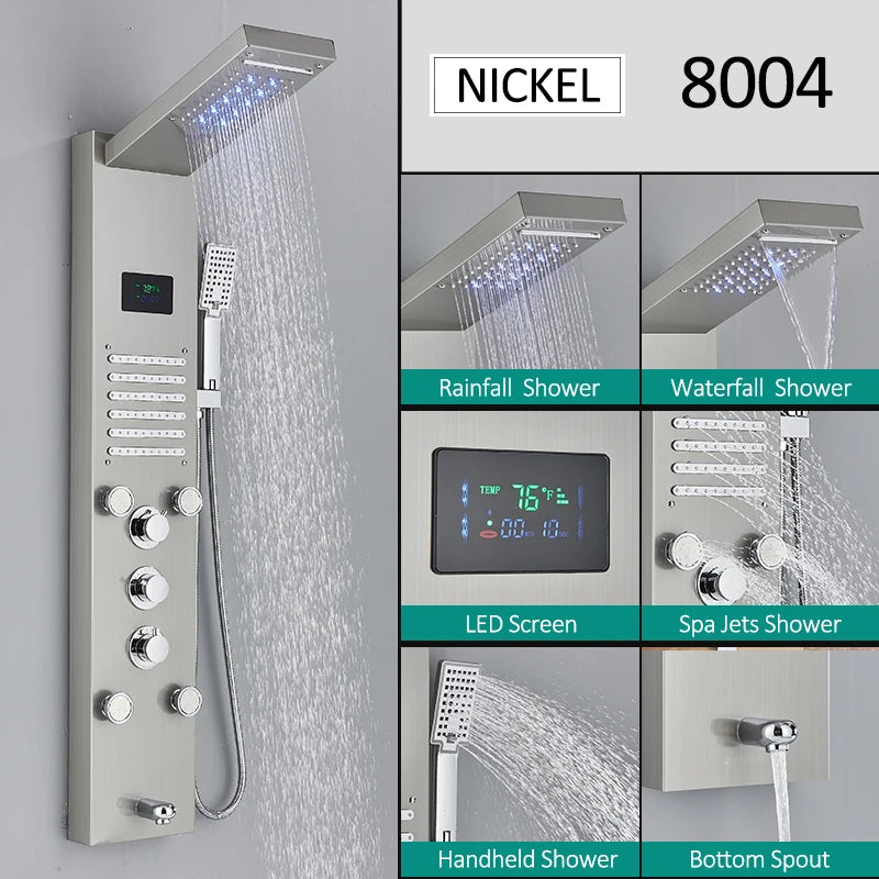 Quyanre Led Shower Panel Tower System With Rainfall Massage Spa