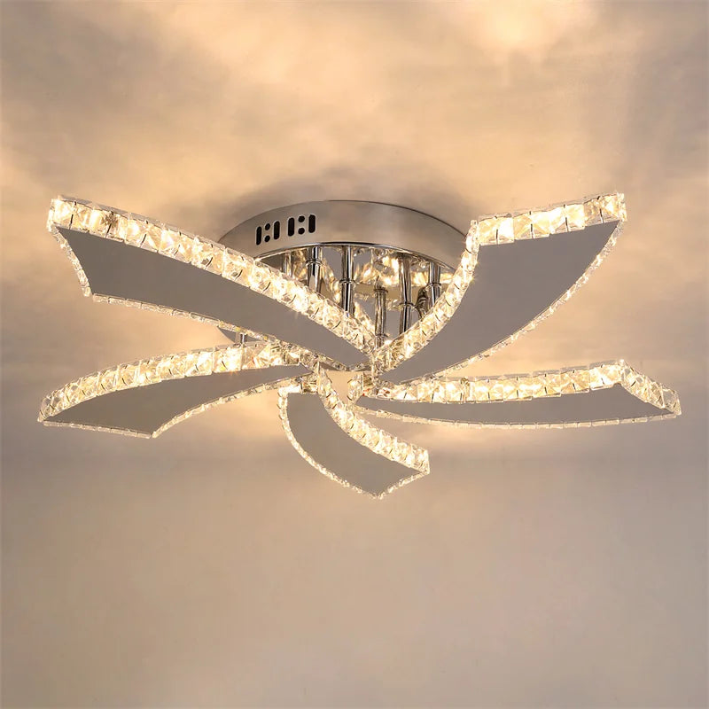 VETRULUS Modern Crystal LED Ceiling Fan With Remote Control