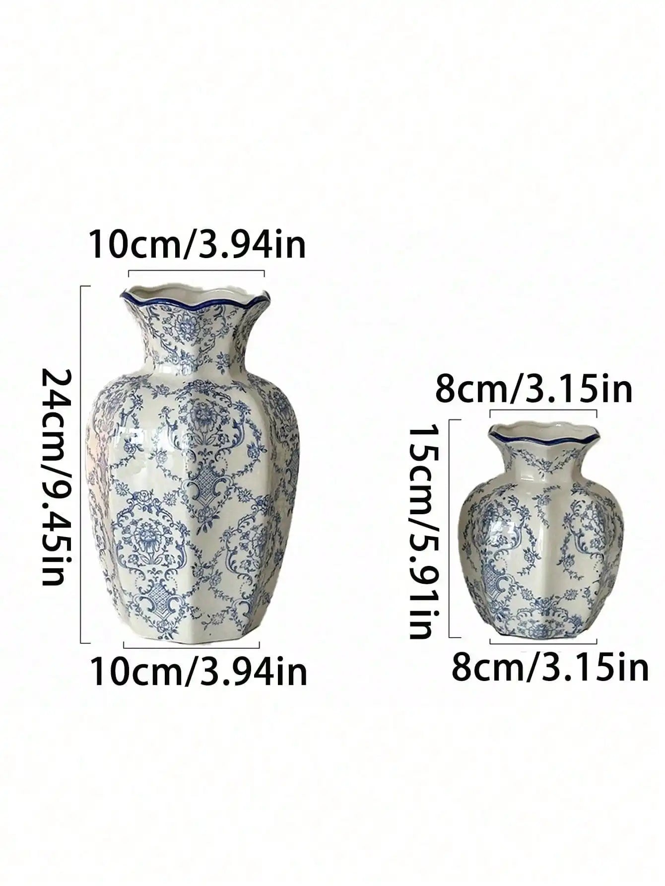 Porcelain Flower Vase, Chinese Retro Style Decor For Living Room