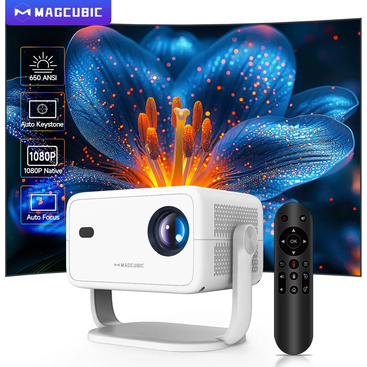 Magcubic L018 650ANSI Native 1080P Android 14 Portable Projector