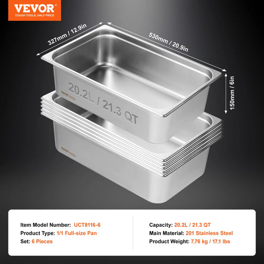 SucceBuy Stainless Steel Buffet Chafing Dishes And Steam Table Pans