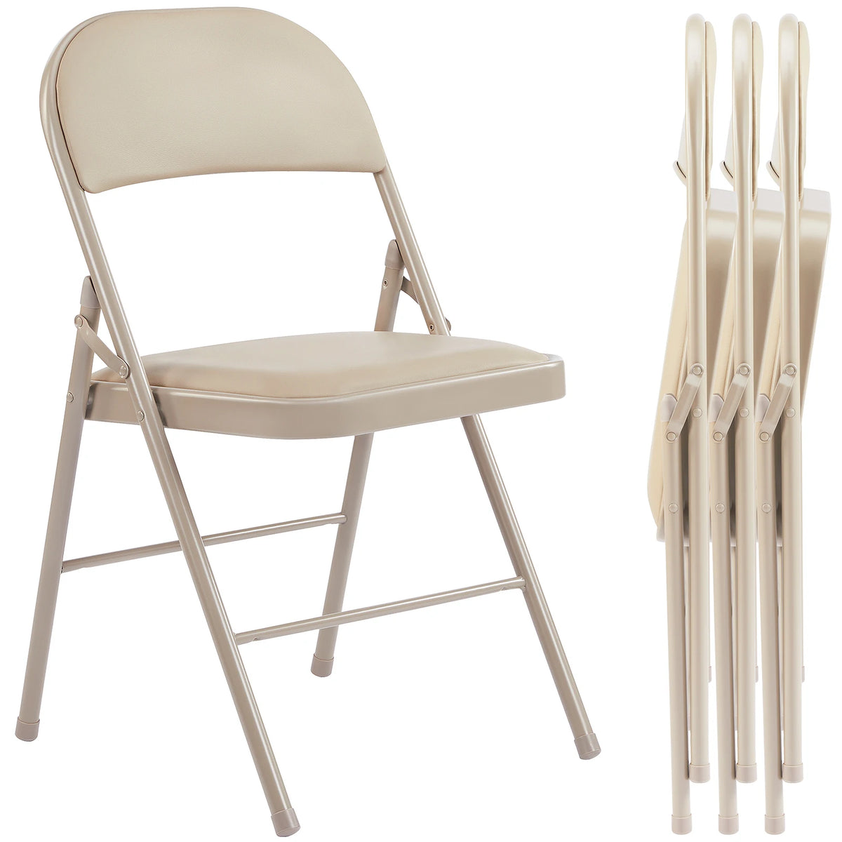 JHK Padded Faux Leather Folding Dining Chairs For Home