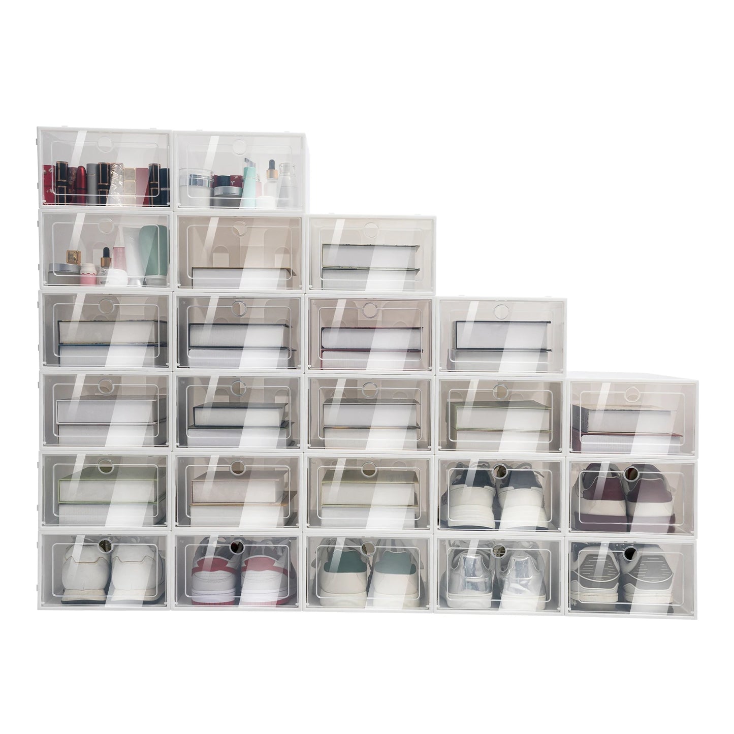 Foldable Flip Shoe Boxes Set 20/24 Pack Plastic Clear Organizer