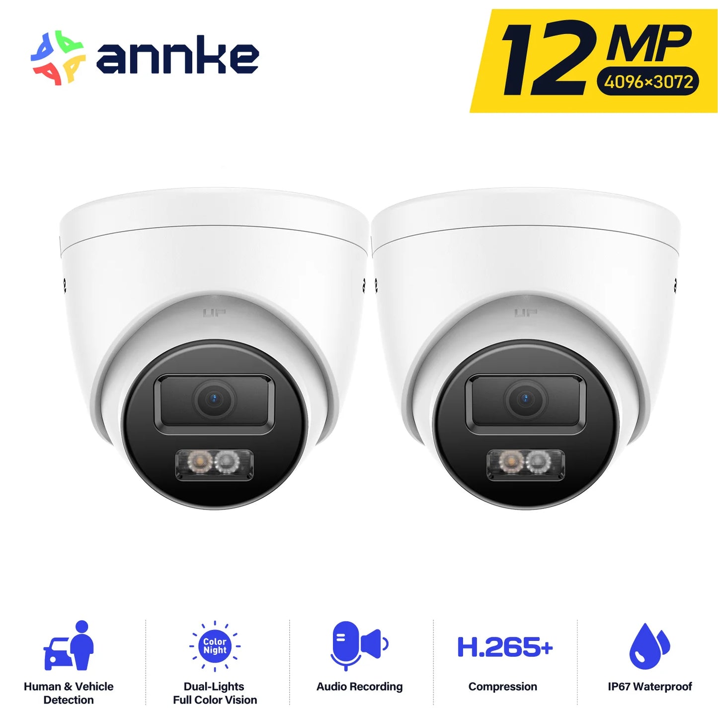 ANNKE 12MP Outdoor PoE Security Camera With Dual Light Night Vision