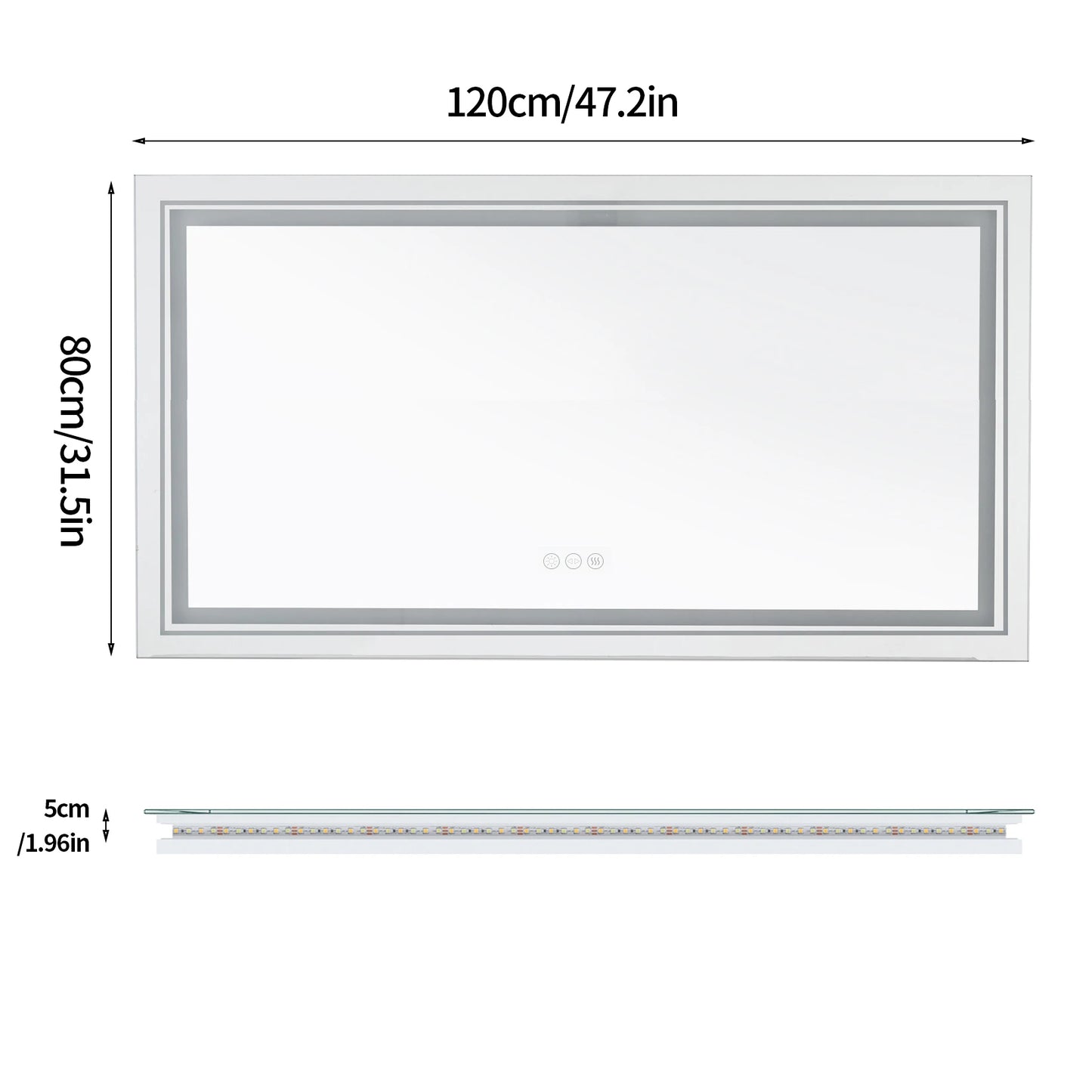 Led Bathroom Mirror With Front And Back Lighting Wall Mount