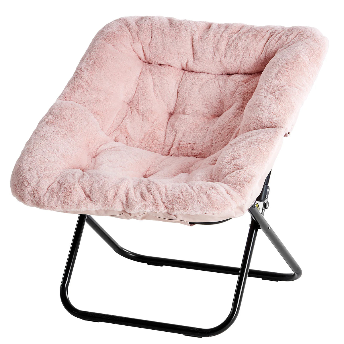 JHK Foldable Swivel Saucer Chair With Padded Fabric Seat