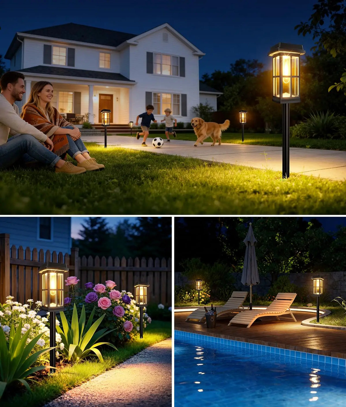 Solar LED Outdoor Pathway Lights Waterproof Landscape Garden Lamps
