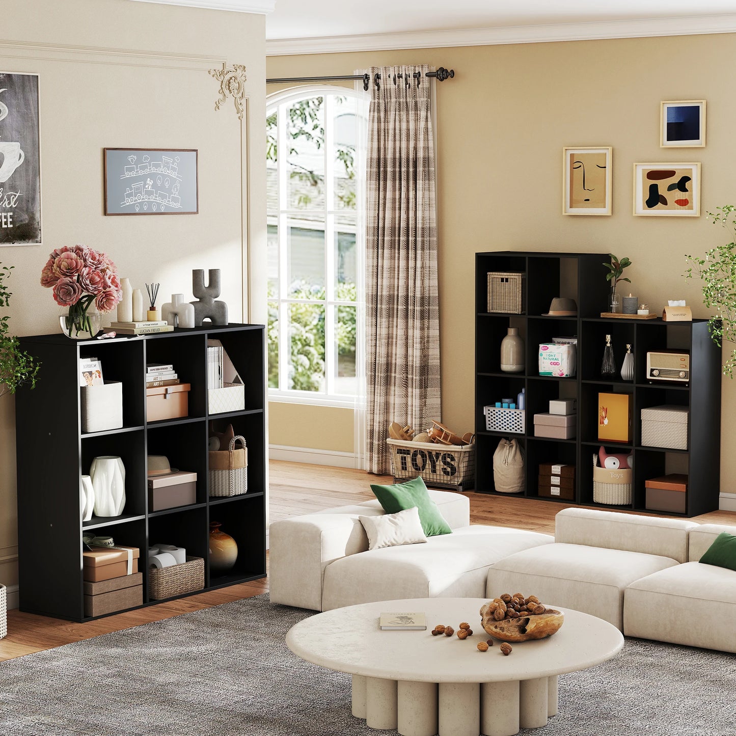 JHK 9 Cube Storage Organizer Wood Bookcase For Living Room