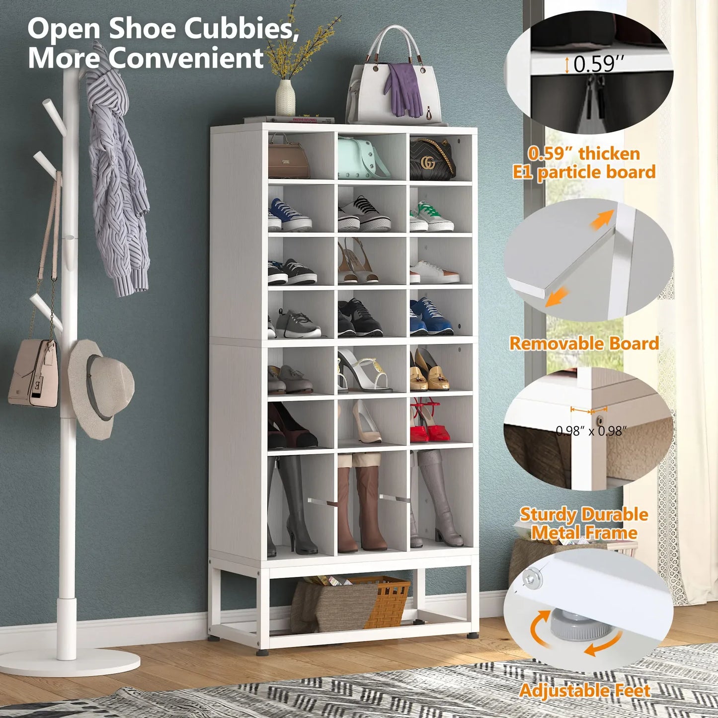 Tribesigns Wooden Shoe Cabinet Display Rack Stand Organizer