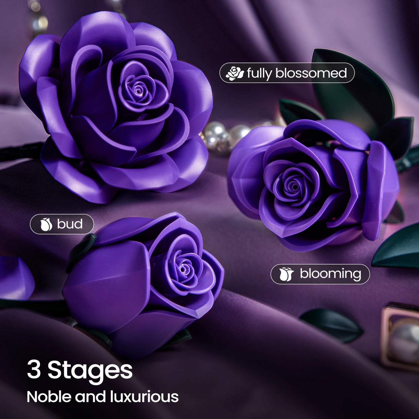 Purple Roses Artificial Bouquet For Home Decor And Valentines Gift