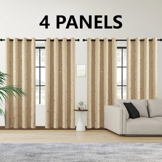 4-Pack Blackout Curtain Panels With Foil Circle Dot Print