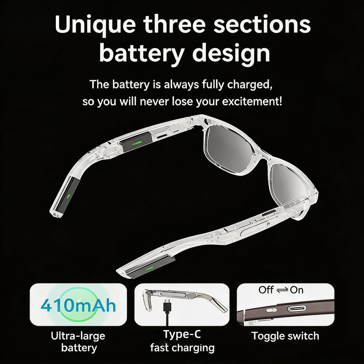 W&O AI Camera Glasses With Real Time Translation And Audio