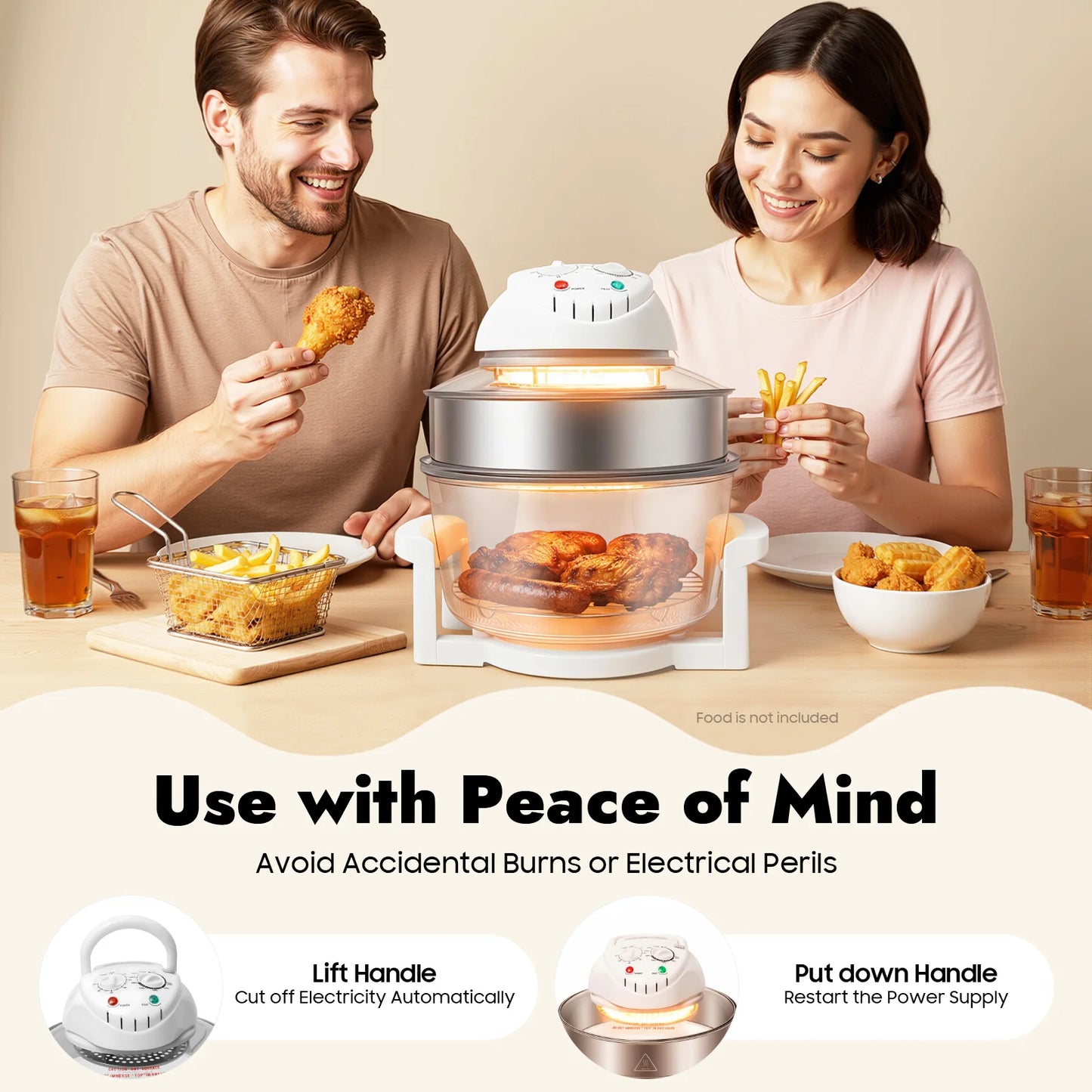 Visual Air Fryer 1200-1400W 360 Degree Hot Air Circulation