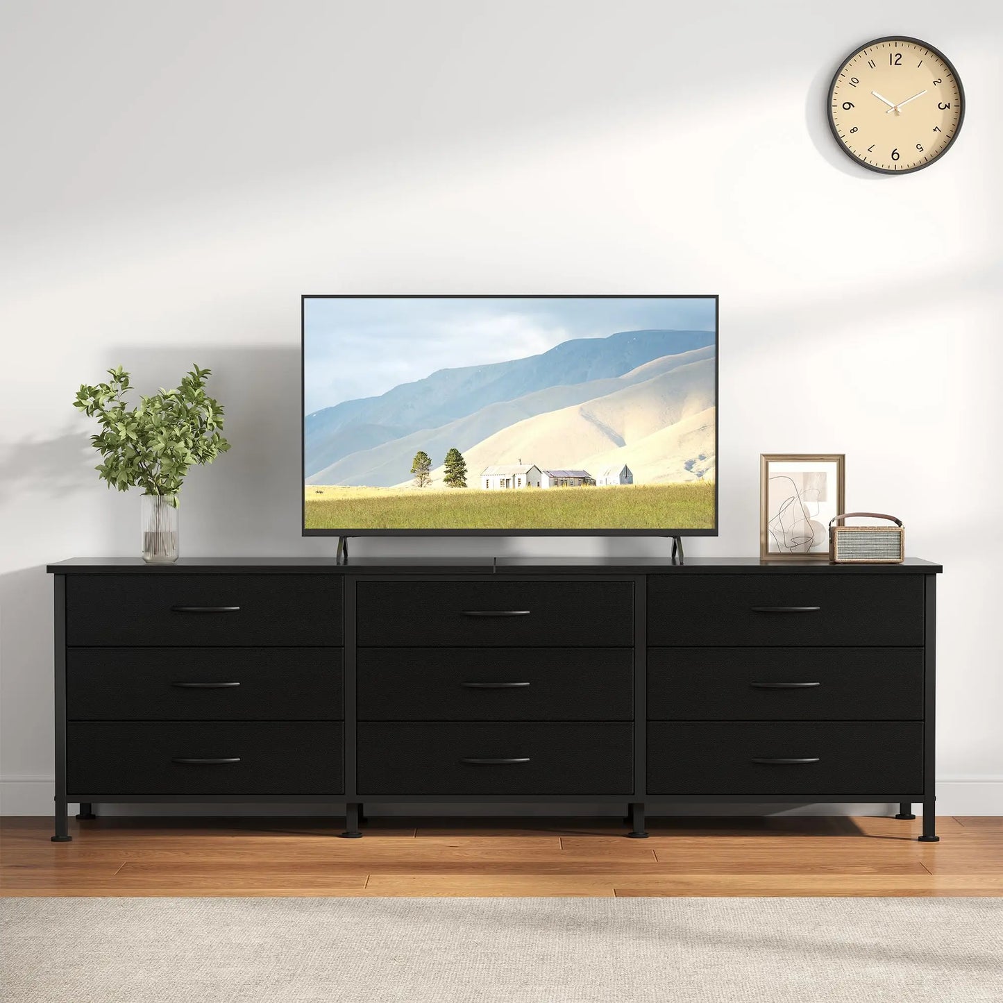 JHK Modern Living Room Cabinet With 9 Fabric Drawers