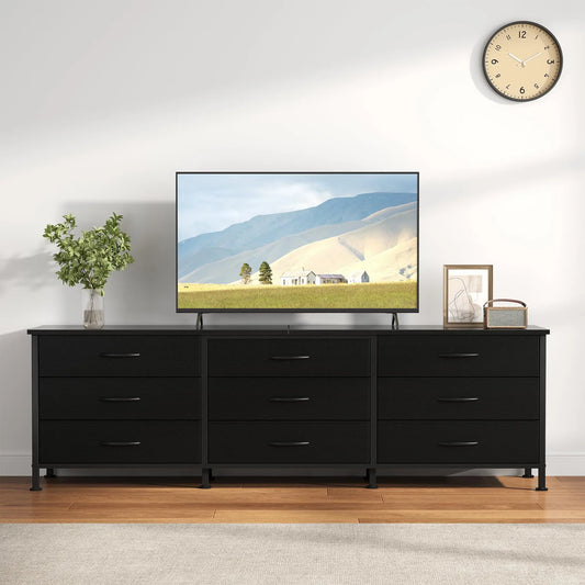 JHK Modern Living Room Cabinet With 9 Fabric Drawers