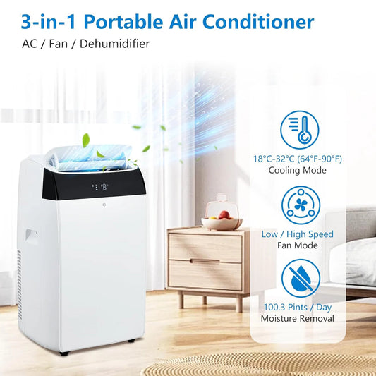 Adoolla 14000 BTU Portable Air Conditioner 3-In-One Unit