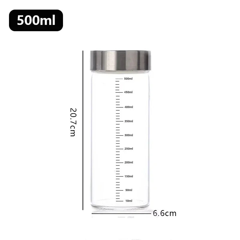 Sealed Borosilicate Glass Storage Jars With Lid And Pour Spout