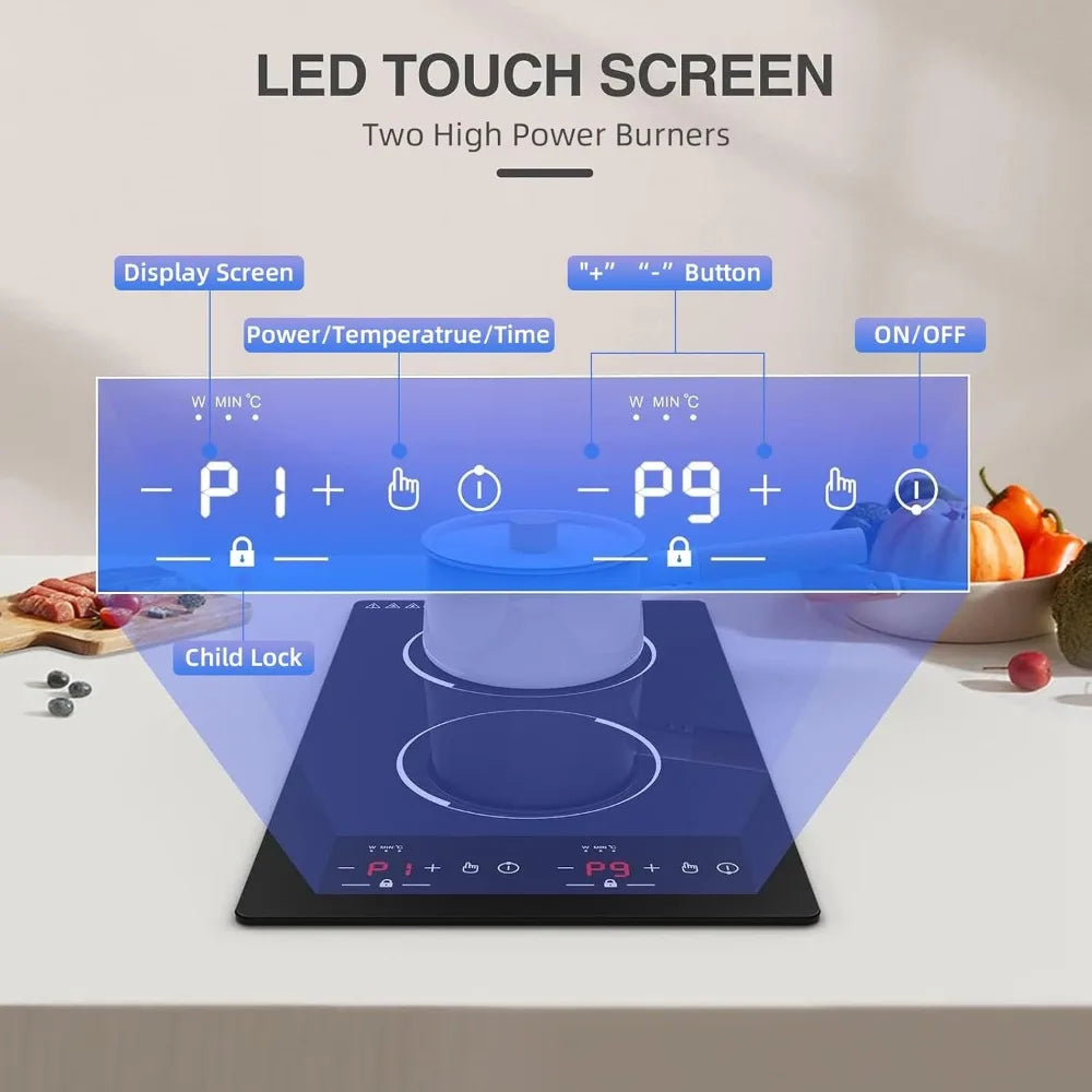 XMSJ Double 2 Burner Induction Cooktop 110V Electric Stove