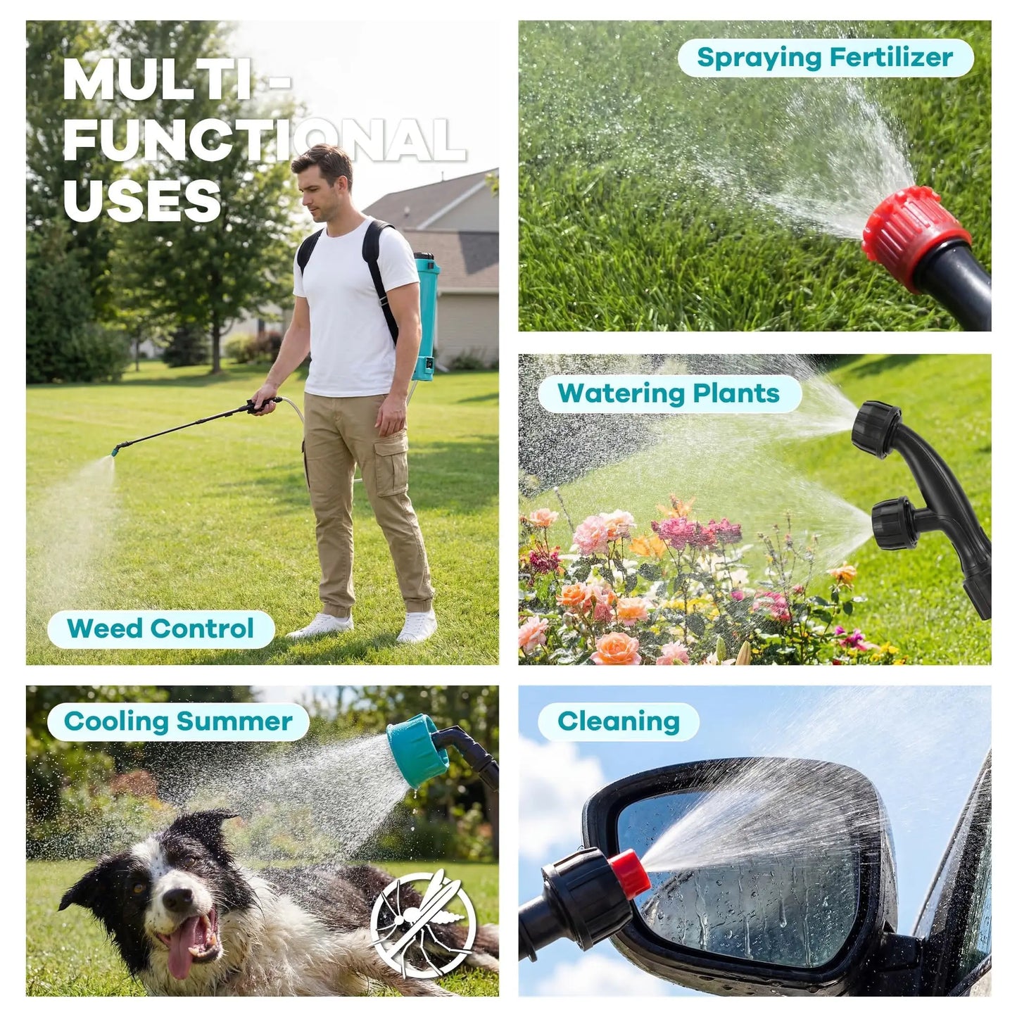 HiMISS Battery Powered Backpack Sprayer 18V With 5 Nozzles