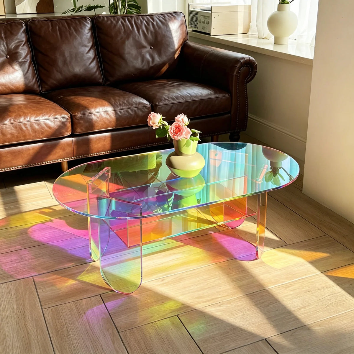 Modern Shatterproof Acrylic End Table For Living Room