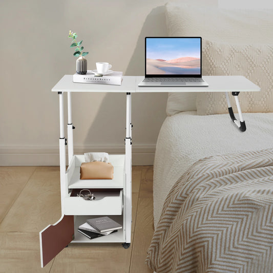 Bymaocar Foldable Laptop Desk With Wheels Bedside Height Adjustment