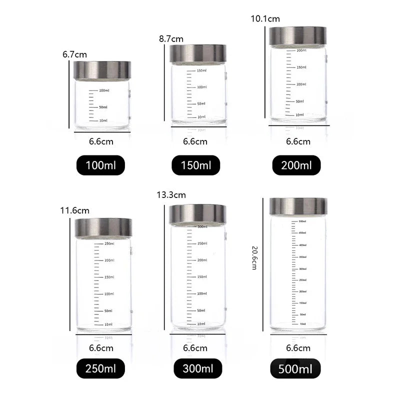 Sealed Borosilicate Glass Storage Jars With Lid And Pour Spout