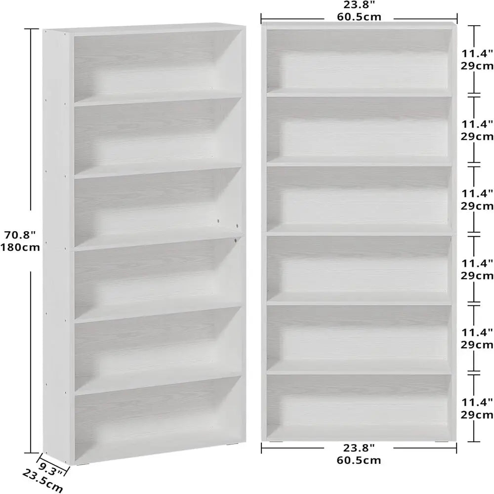 Ironck Two Piece Six Tier Floor Bookcases Home Office Storage