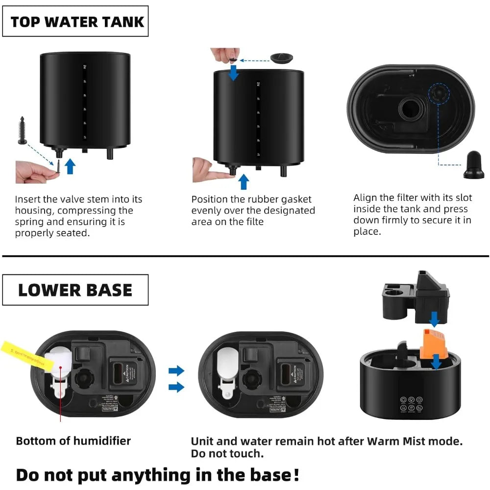 Ultra Quiet Hot Cool Mist Humidifier With 360 Nozzle