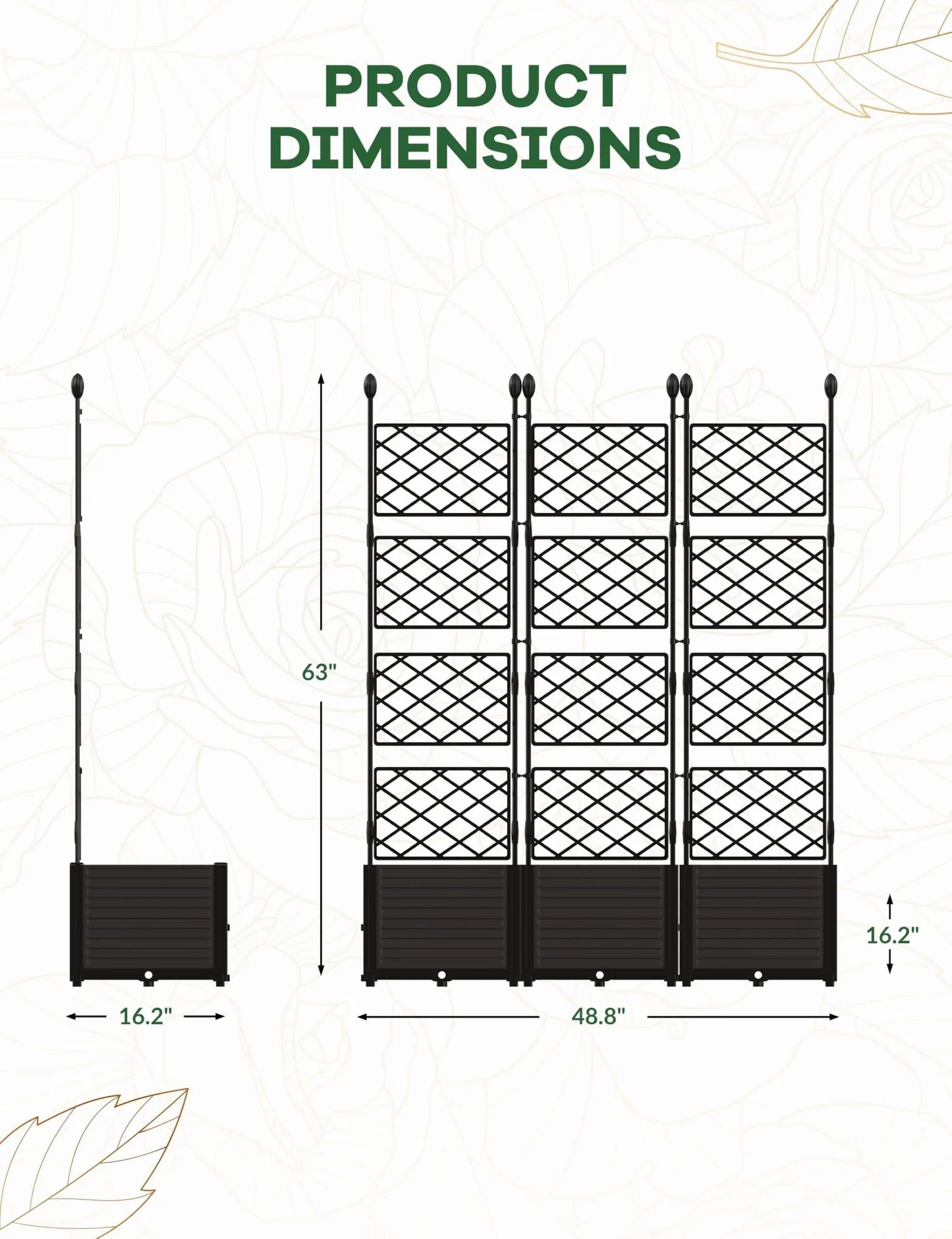 HiMISS Planter Box With Trellis Garden Bed For Climbing Plants