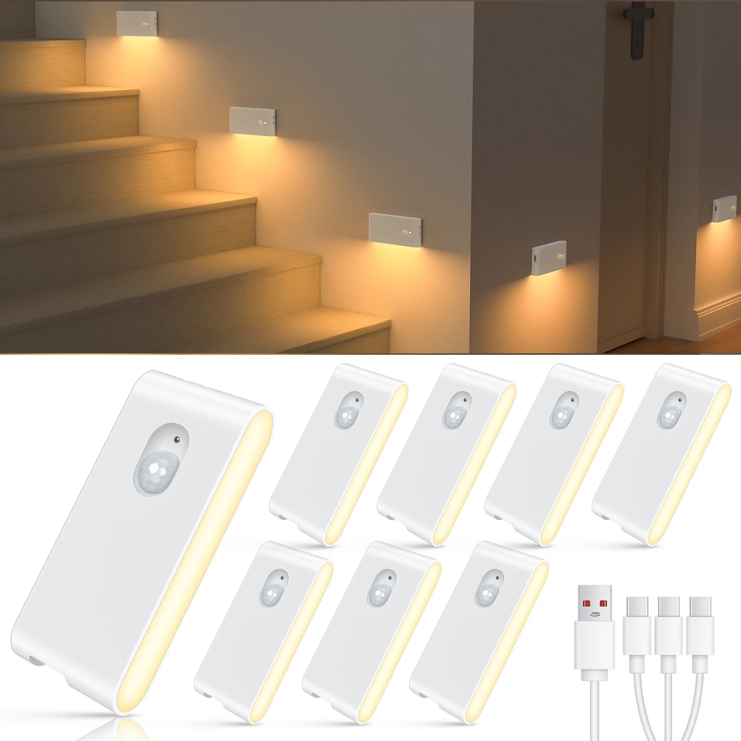 Willed Motion Sensor Led Stair Lights Wireless Battery Night Lights
